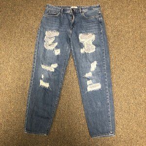 Distressed Mid-Wash Denim Jeans